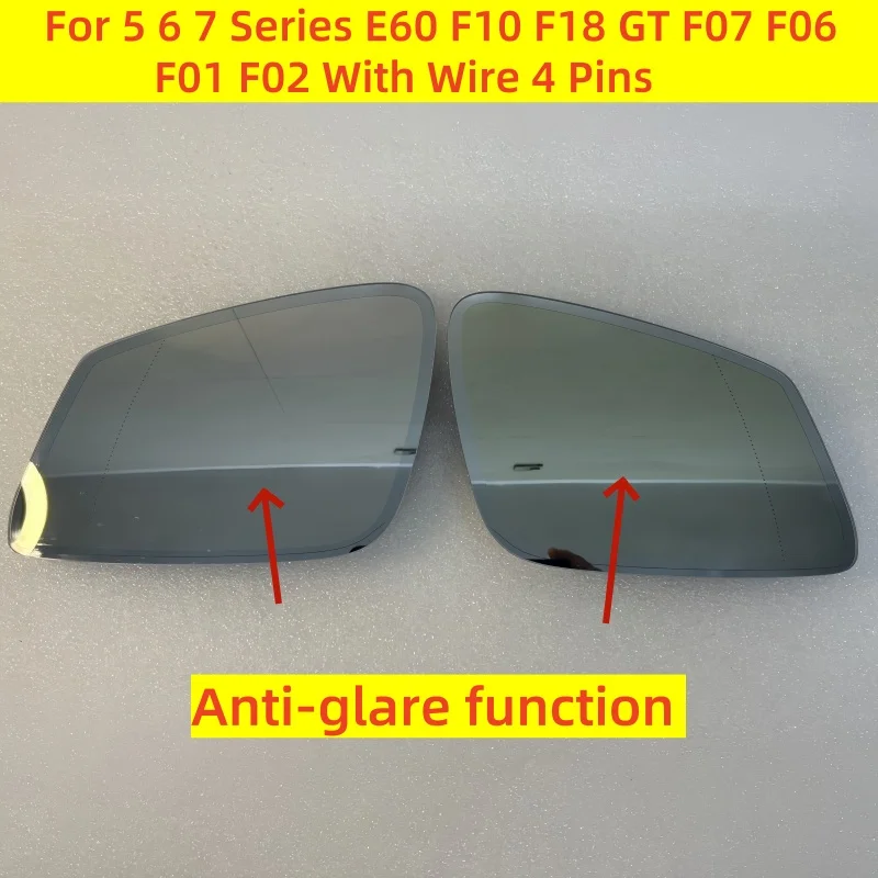 With Wire 4 Pins Auto Dimming Anti Glare Heated Rear Mirror Glass For 5 6 7 Series E60 F10 F18 GT F07 F06 F01 F02