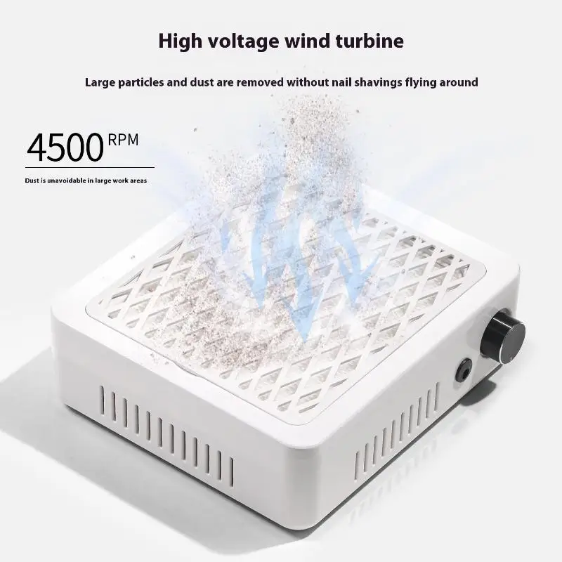 Aspirateur et filtre pour ventilateur de manucure, 4500 tr/min, Super aspiration, collecteur de poussière d'ongles, extracteur de poussière puissant pour ongles