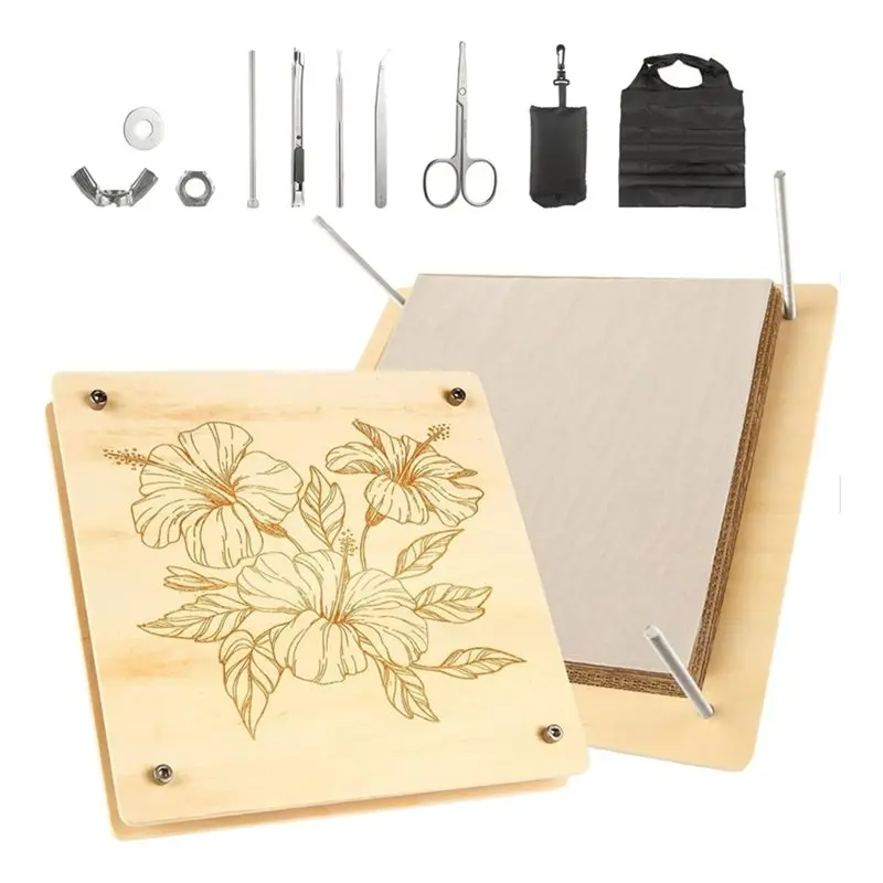 CQMF-Flower Press Kit Wooden Layer Design For Crafts, Scrapbooking Bookmaking Bookmark Creation Dried Flowers Included Plant