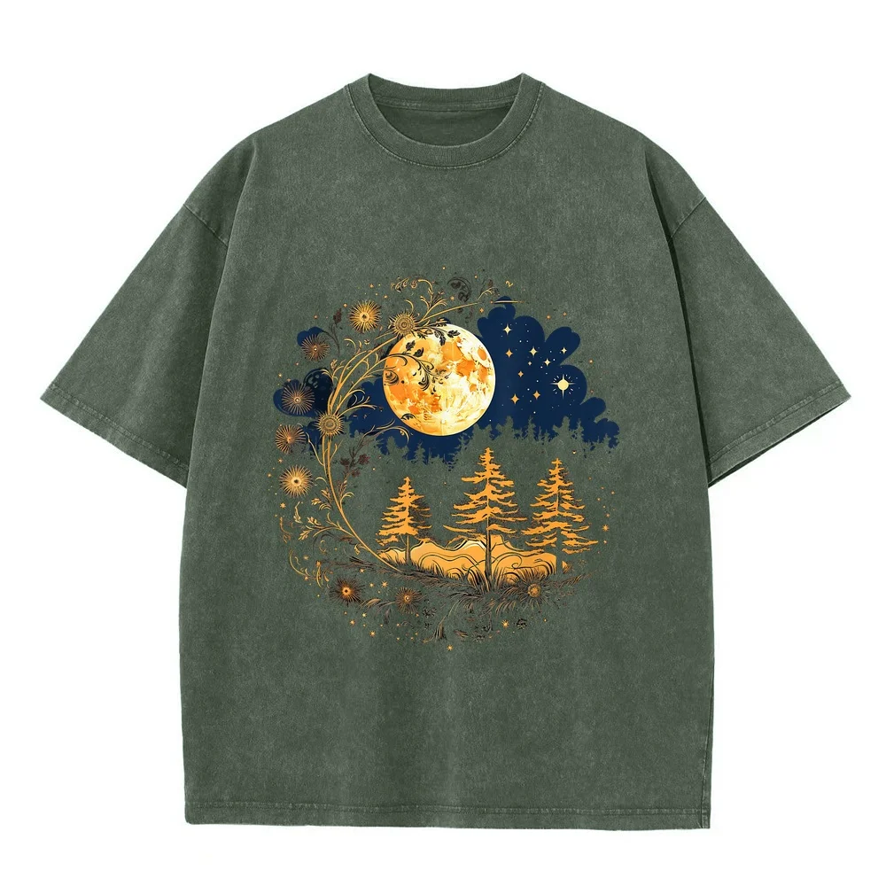 mystic sun and moon woman mystical flowers aesthetic T-Shirt Funny T Shirt Oversized Man Women Xxl Cotton Tee Men Summer Top
