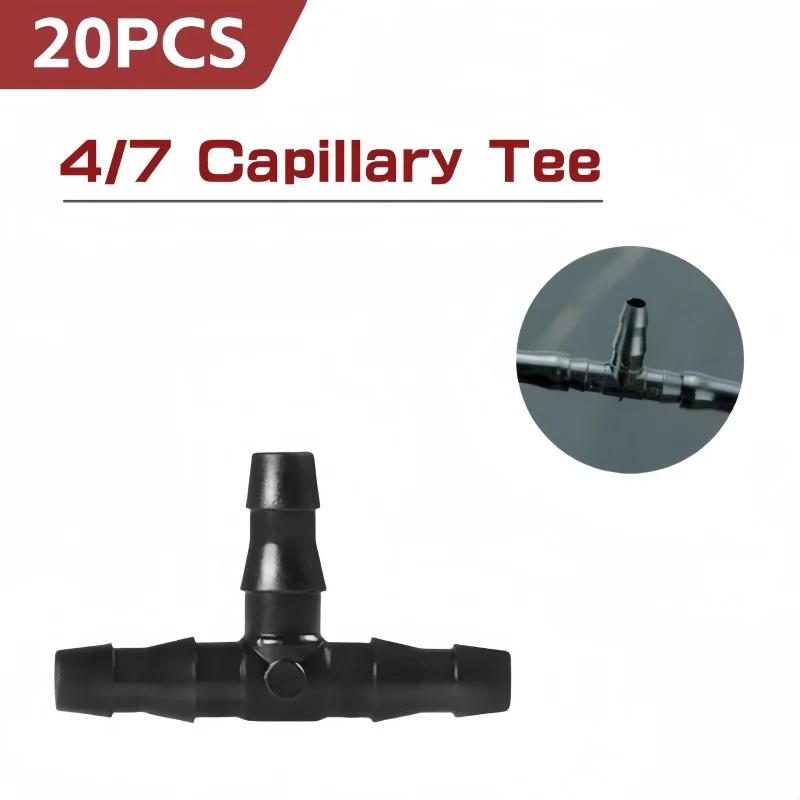 20PCS Barb Tee Connector 1/4 Inch Hose Garden Lawn Watering Irrigation Connector 4/7 Mm Hose Connector