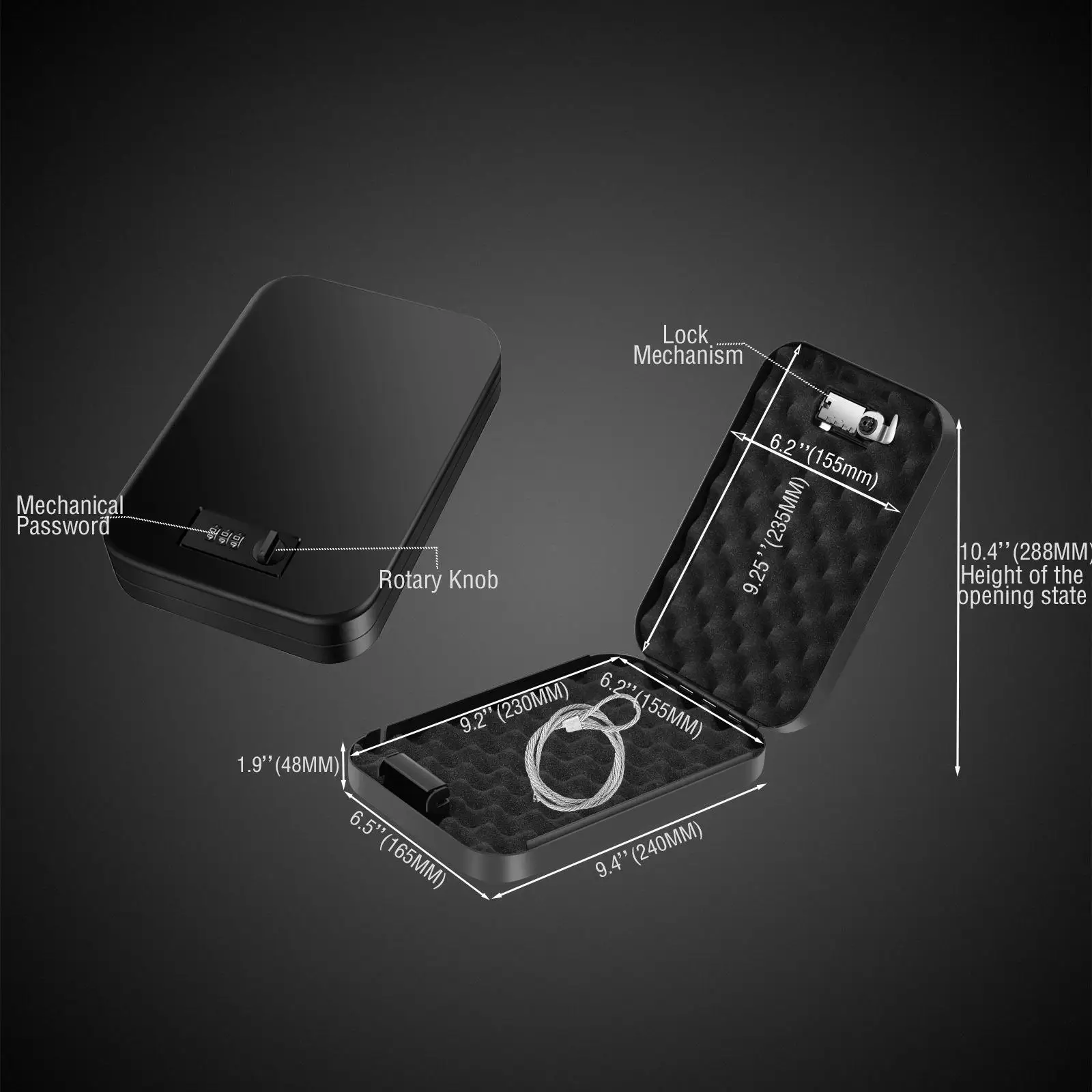 Portable securitycase Heavy Duty Metal Combination Lock Box for Traveling Wallet Outdoor