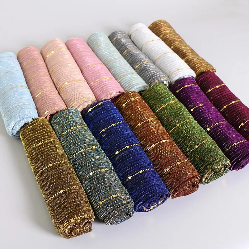 Summer Lurex Glitter Scarf Elegant Lightweight Elastic Shawl for Women Fashion Sparkly Sequined Party Shawls 180*65cm