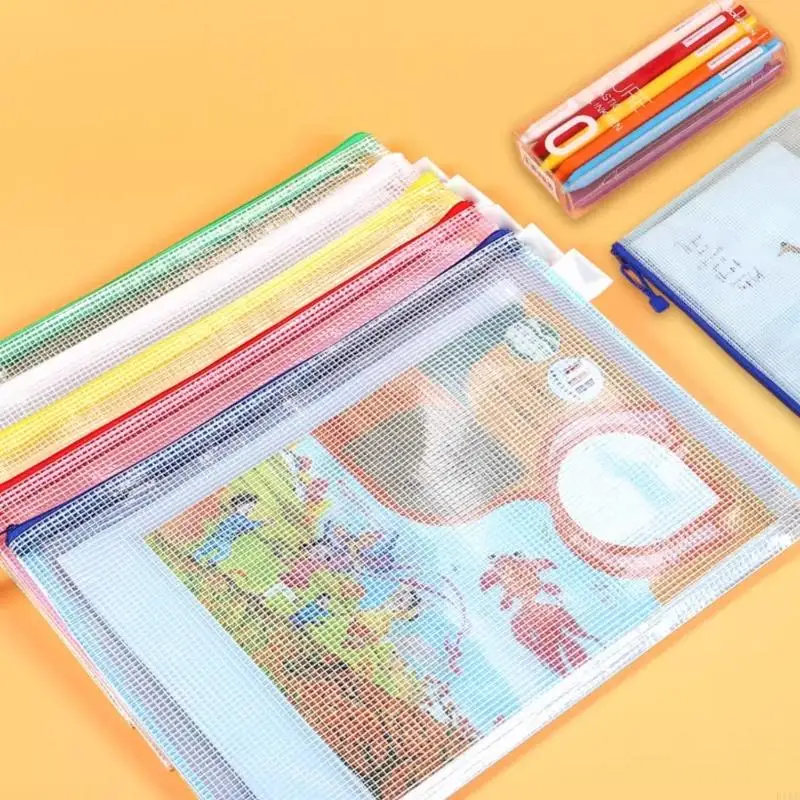 16Pieces Clear PVC Document Pouches Letter Size Document Wallet Zippered Closure K1KF