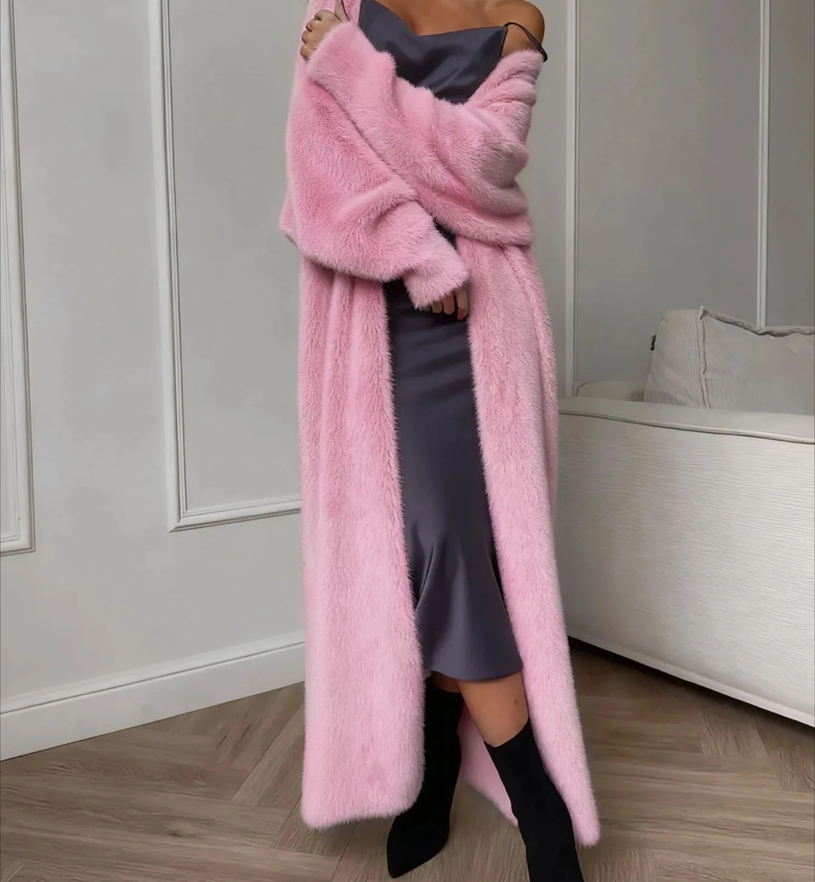 เสื้อคลุมคาร์ดิแกนถักไหมพรมสีขาวทรงหลวมสำหรับผู้หญิง ฤดูใบไม้ร่วง ฤดูหนาว ผ้าโพลีเอสเตอร์ขนแกะเนื้อนุ่ม หนา สไตล์สตรีท