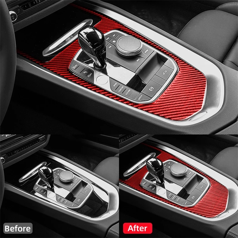 BMW Z4 시리즈 G28 G29 2019-2023 탄소 섬유 액세서리 인테리어 자동차 중앙 제어 기어 시프트 패널 프레임 트림 커버