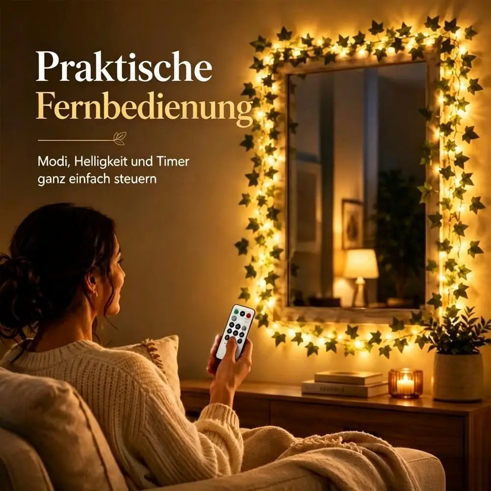 Artificial Ivy String Lights Battery Operated Hanging Vines 32.8ft Ivy Vine Fairy Lights Artificial Ivy Garland for Bedroom