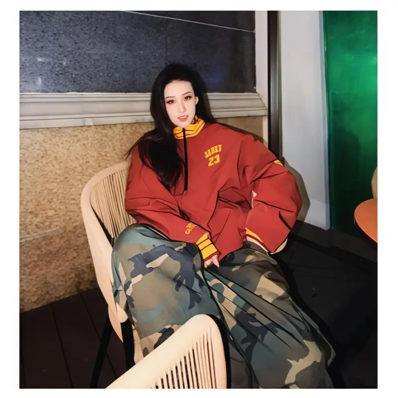 

Спортивная толстовка Unxu American Sports Sle для пар с воротником на молнии, весна-осень, с воротником-стойкой, в европейском стиле, джинсовая комбинация