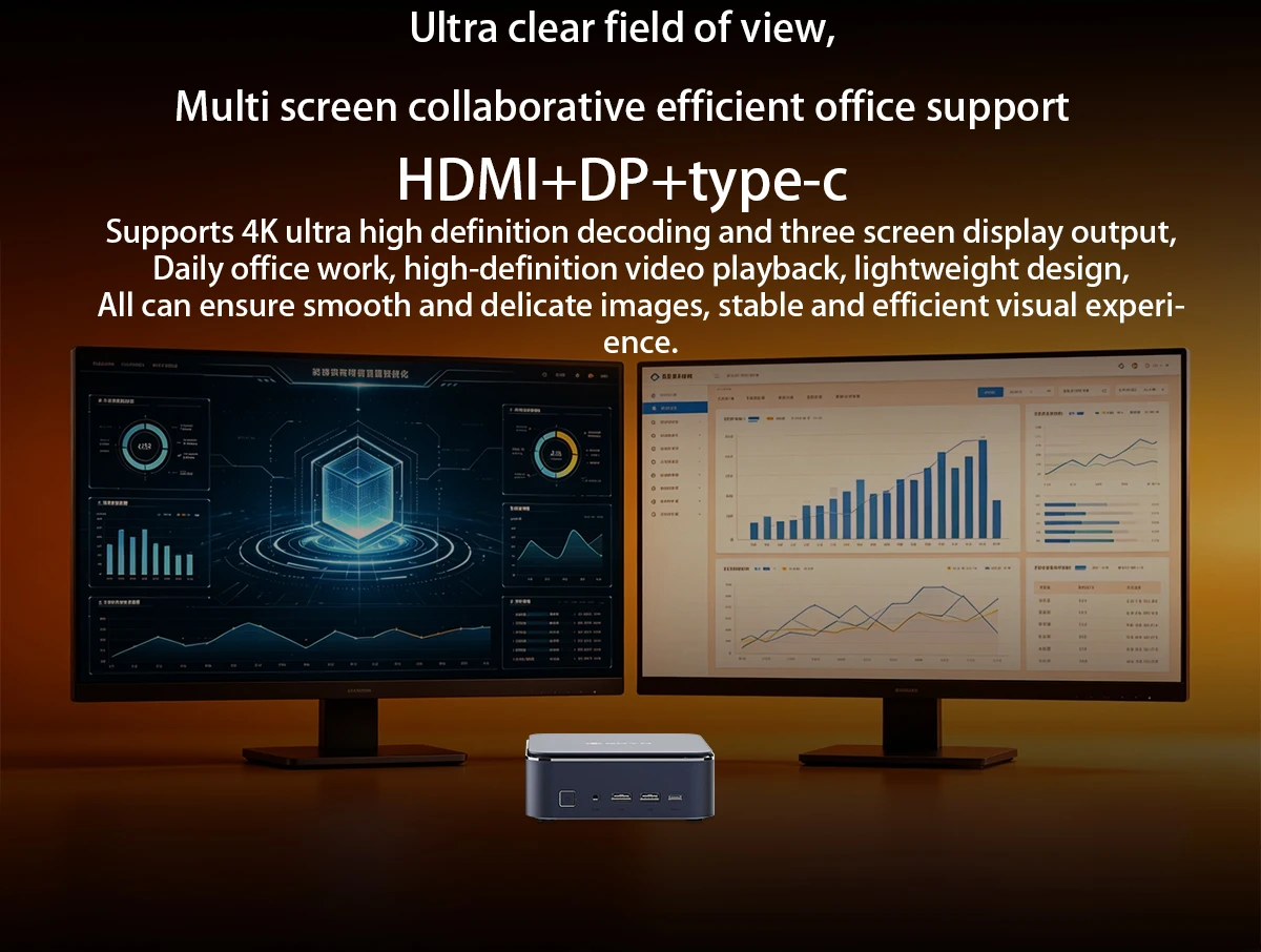 SOYO Mini-Computer AMD Ryzen 3 4300U 16G LPDDR4 RAM 512 M.2 SSD ROM M5 Mini-PC HDMI-kompatibel DP Dual 4K UHD für Zuhause/Geschäft – Detail 6
