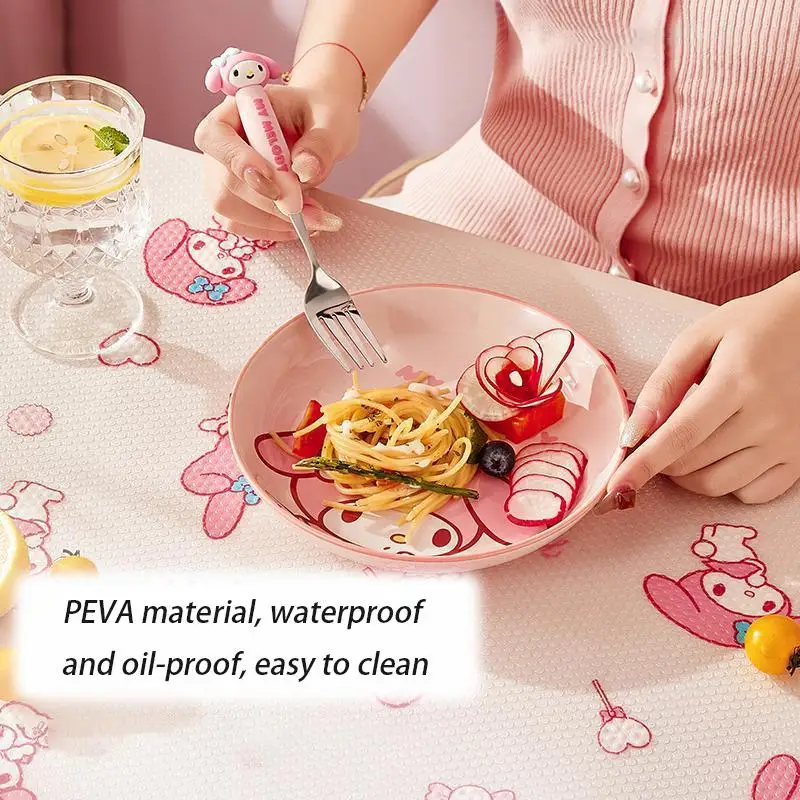 New Cartoon Cinnamoroll Tablecloth My Melody Kawaii Cute Drawer Kitchen Dining Table Household Waterproof Oil-Proof Table Mat