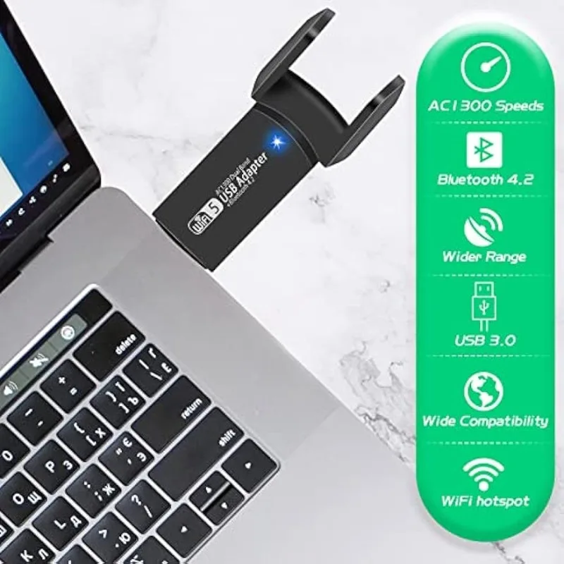 USB WIFI Adapter Dongle Wireless Network Card Receiver 1300Mbps 5G Dual Band 802.11ac Wi-fi Antenna Receptor