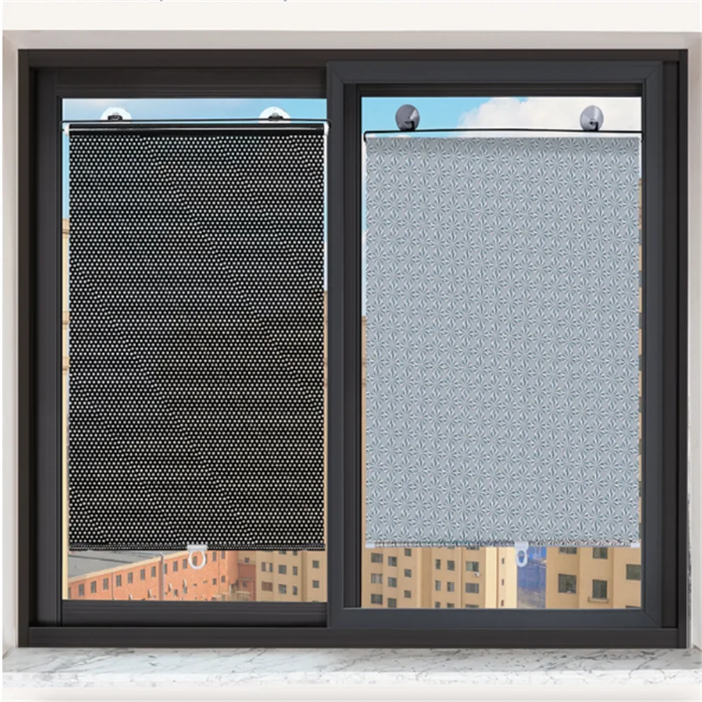 Roller Blinds Sunshade Suction Cup Punch-free Retractable Blackout Curtain Car Bedroom Kitchen Office Window Sun-shading Curtain