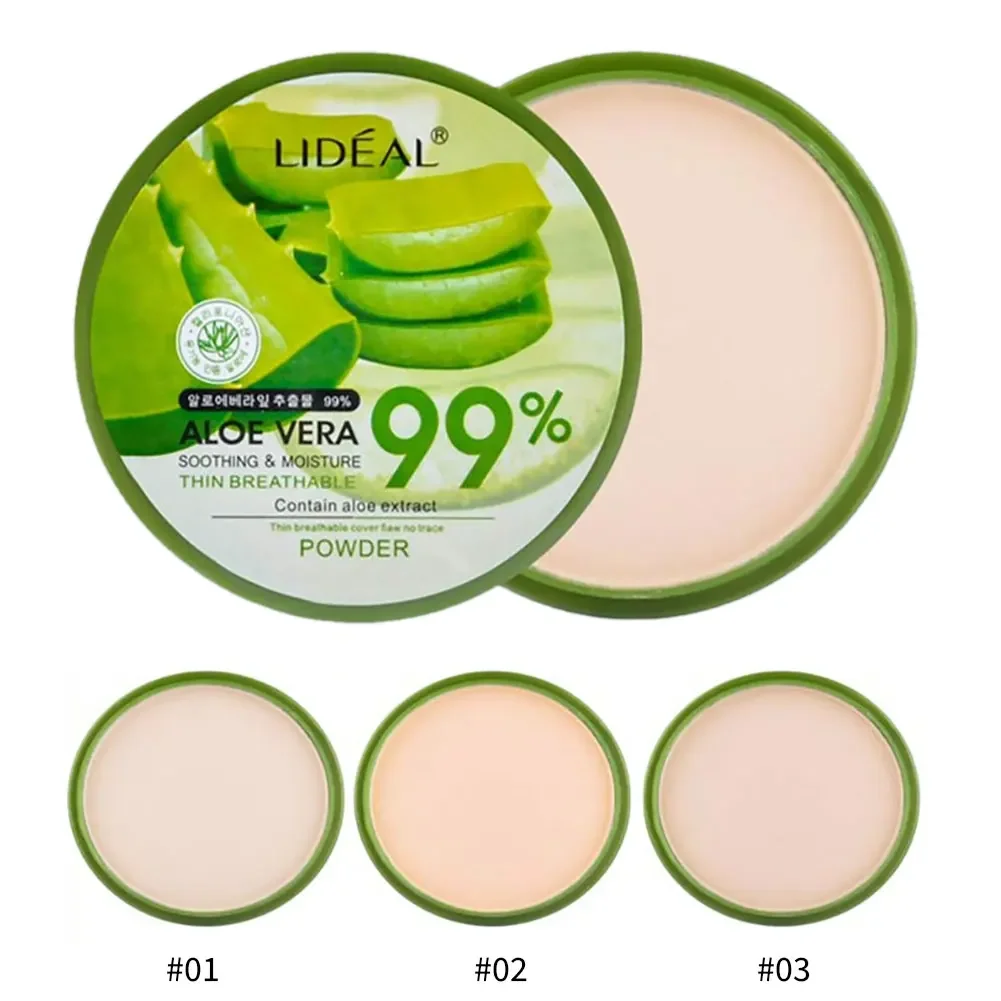 99% Aloe Vera Face Powder Smoothing Pressed Powder Waterproof Breathable Moisturizing Makeup Concealer Brighten Foundation