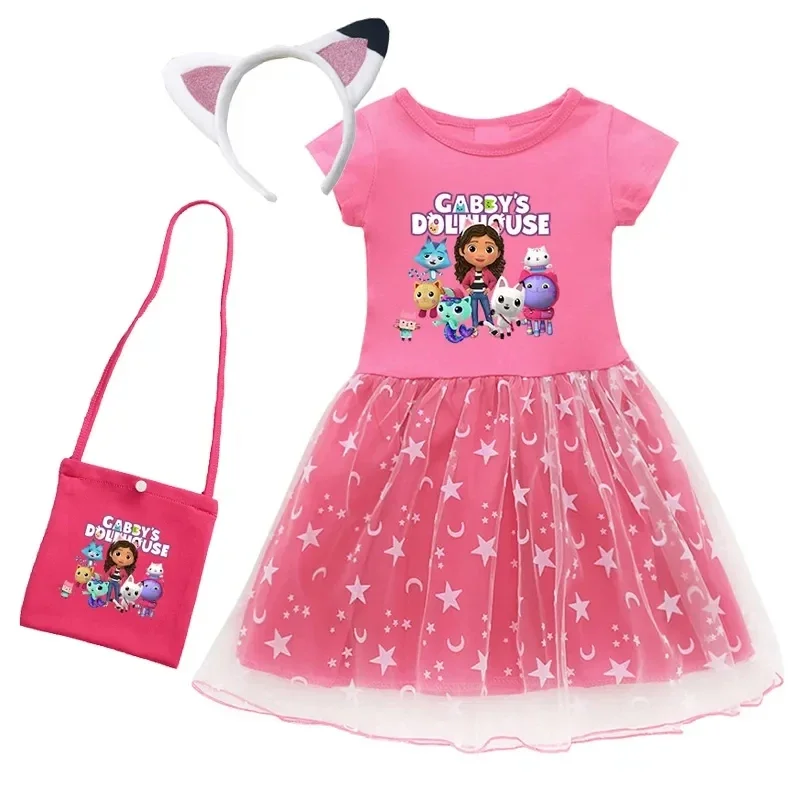 Robe de Dessin Animé Gabcats pour Bébé Fille, Tenue avec Sac et Bandeau, Maison de Course, Cosplay, Noël, Halloween