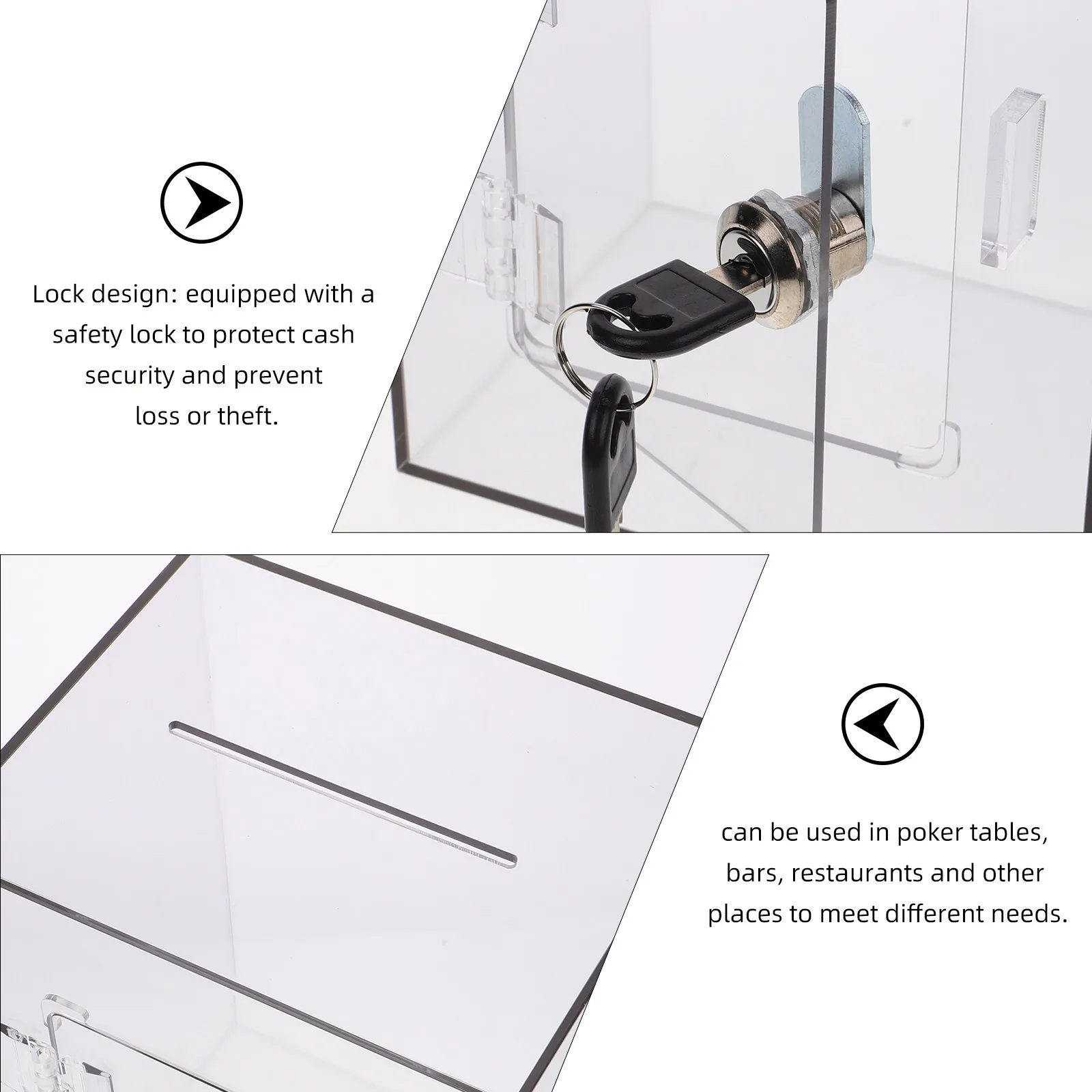 Transparent Acrylic Lock Donation Box Suggestion Ballot Complaint Letter Collection Public Mailbox Box Letter Post Container