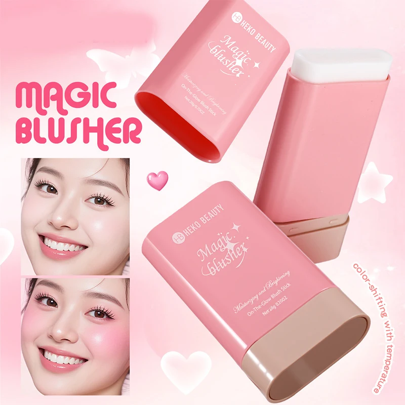 Waterproof Cream Blush Stick,High Color Rendering Make Up Rouge,Brightening Skin Tone, Long-Lasting Natural Cheek Color Cosmetic