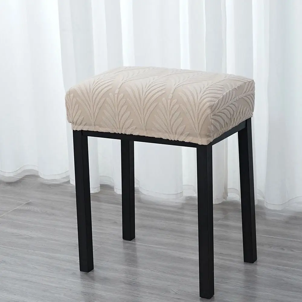 Jacquard Velvet Vanity Stool Cover Stretchy Fabric Washable Design Saddle Stool Slipcover Rectangular Shape Dust Proof