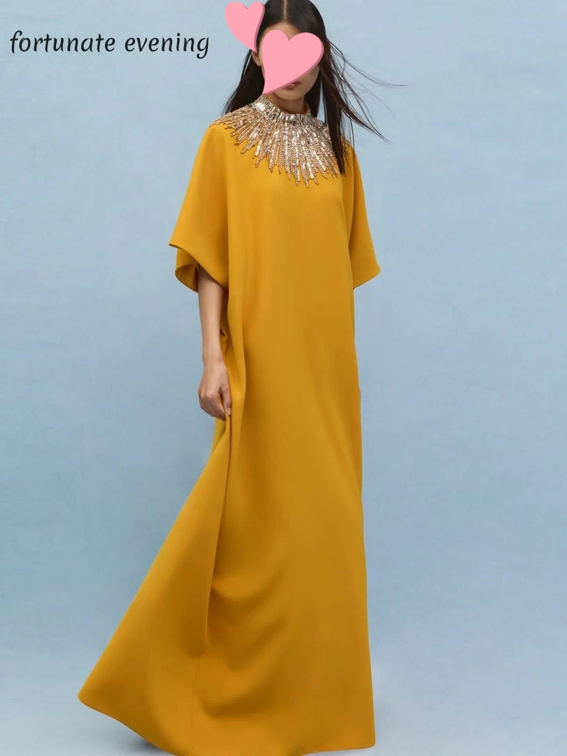 

Fortunate Evening Elegant Vintage Sweet Yellow Crystal Beads New Customized Formal Occasion Prom Dress Evening Party Gowns
