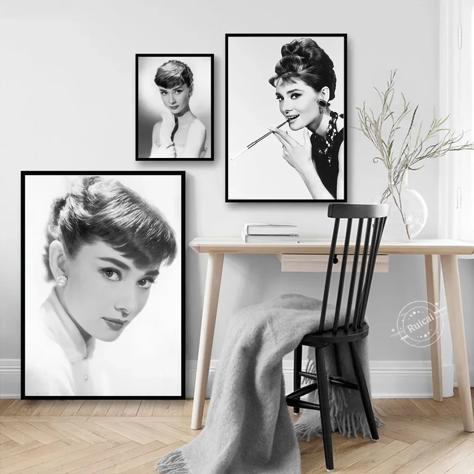 Audrey Hepburn Poster Movie Star Prints Nordic Black White Wall Art Canvas Painting Wall Pictures For Living Room Home Decor