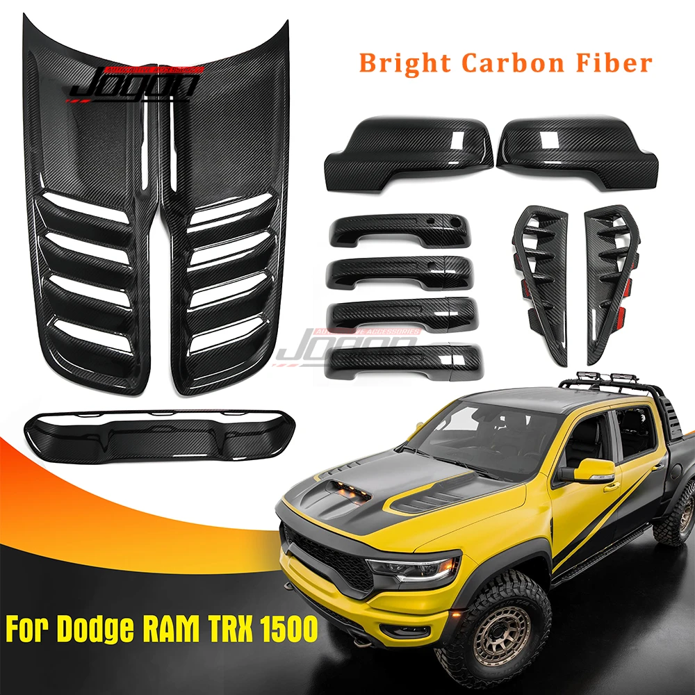 Carbon Fiber Exterior Car Side Fender Vent Engine Hood Panel Door Handle Mirror Cover Trim For Dodge RAM 1500 TRX Off-Road 2019+