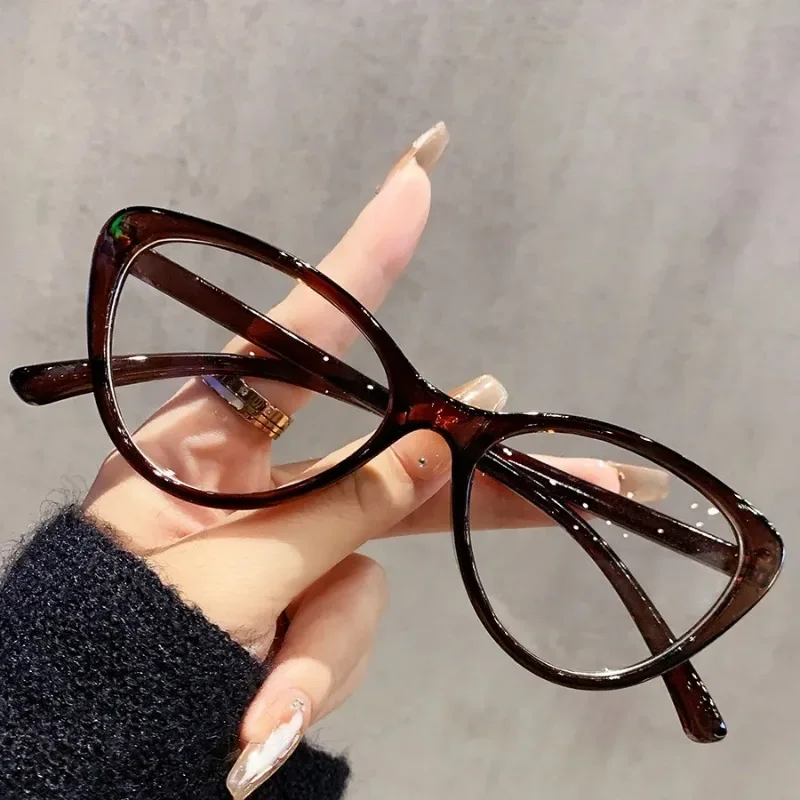 Large Cat Eye Ultralight Retro Transparent Frame Eyewear Plain Men Women Anti Blue Light Glasses Party Decorate Eyeglasses