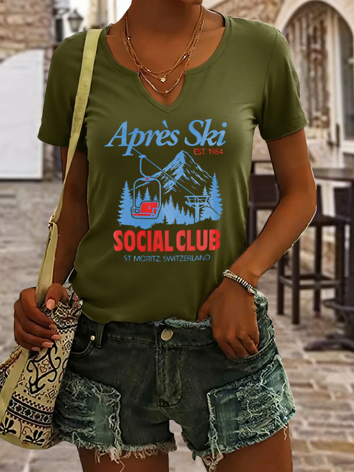 Women's Summer V-Neck Short Sleeve T-Shirt, 