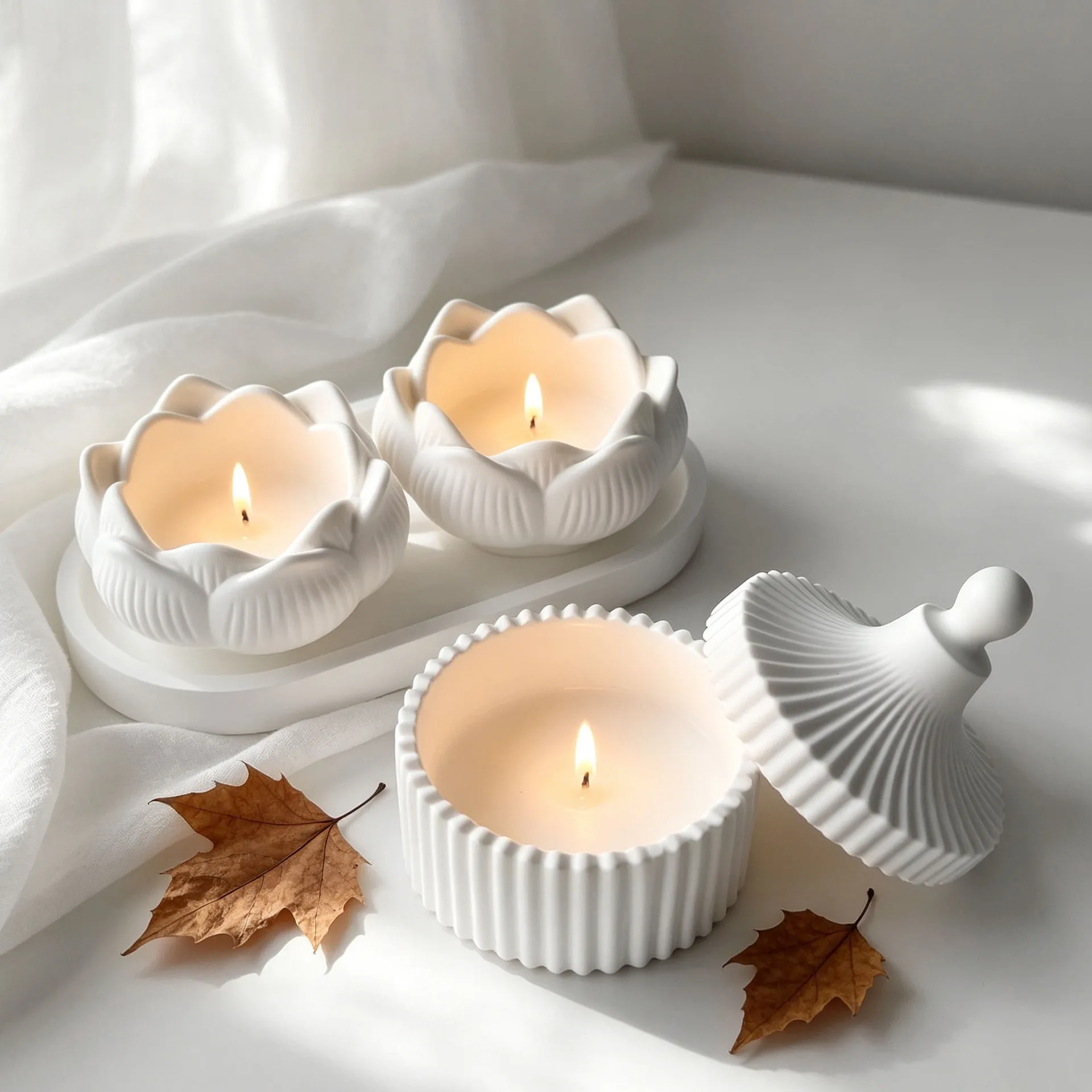 Gypsum Casting Candle Vessel Coaster Sets Mold Jewelry Trinket Epoxy Resin Storage Box Silicone Mold Plaster Candle Jar Moulds