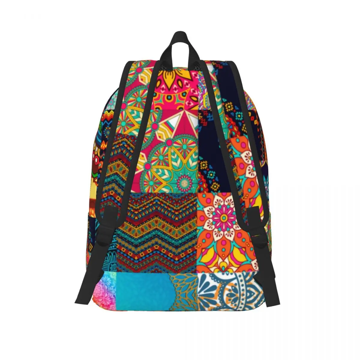 Womens Multicolor Medallion Print Canvas Backpack Olive Green Handcrafted Printed Everyday Travel Canvas  main image 3