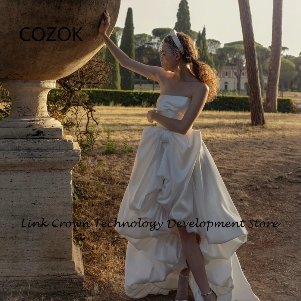 COZOK-Robes de mariée crème pour femmes, patients en satin, quoi que ce soit avec pli, nouveau, été, 2024