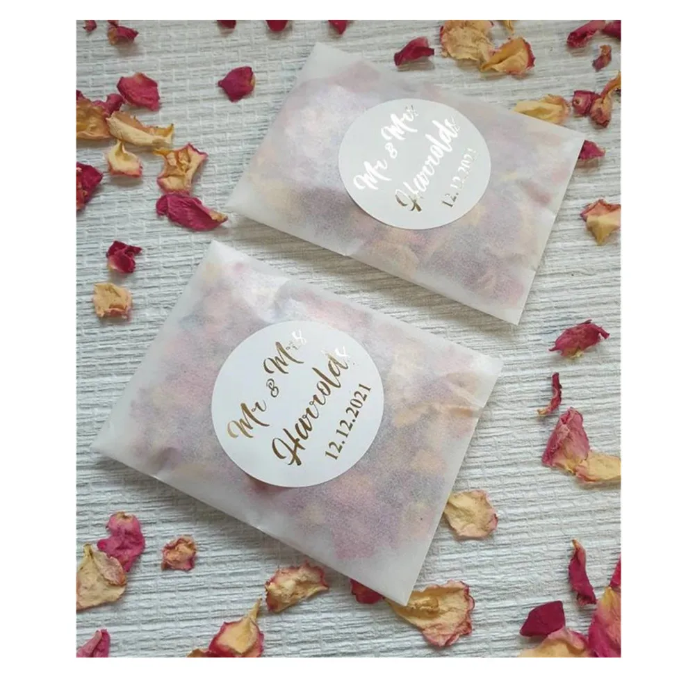 25PCS Biodegradable Confetti. Pre filled Frosted packets. Naturally dried flower petals. Wedding Petal confetti. Personalised