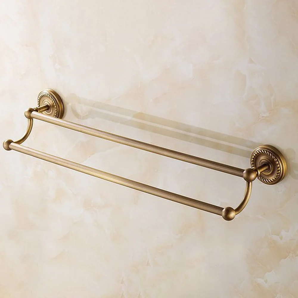 Wall Mounted Antique Brass Bathroom Double Towel Bar Towel Rail Holder Bathroom Accessory mba093