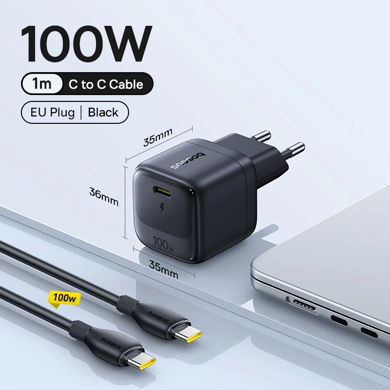【Mini-Ladegerät】Baseus 100W Schnellladegerät USB-C Ladegerät für schnelles Aufladen von iPhone 17 16 Pro Max iPad Tablet Xiaomi GaN Ladegerät