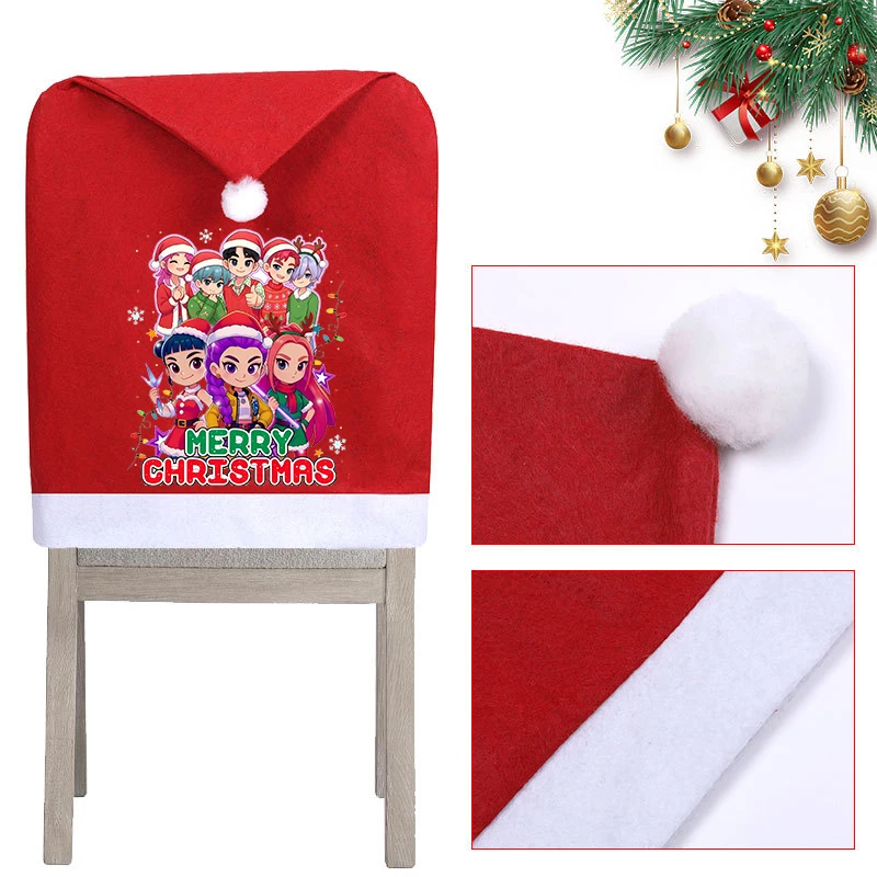 

KPop Demon Hunter Christmas Hat Chair Covers Anime Home Decoration Living Room Fashion Big Xmas Cap Backrest Case Gift Hot Sale