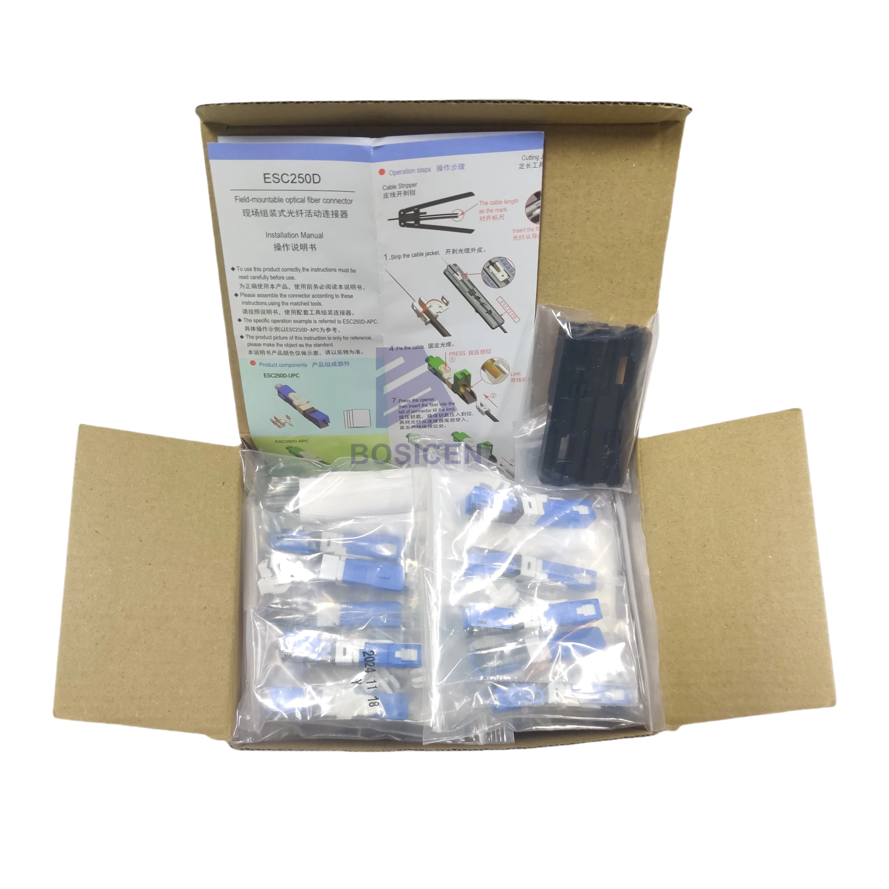 100PCS New Original High Quality UNIKIT FTTH ESC250D SC Single Mode Fast Connector Embedded UPC Carrier Grade Cold Splice Fiber