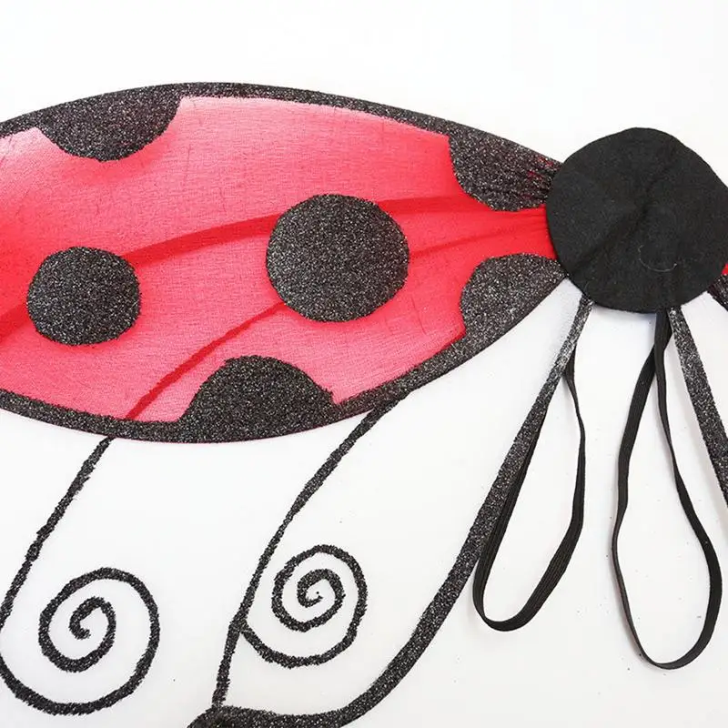 Women Girls Role Play Ladybug Sheer Wings Halloween Fairy Wings for kids Fancy Party Fairy Angel Wing Stage Wear Accessories