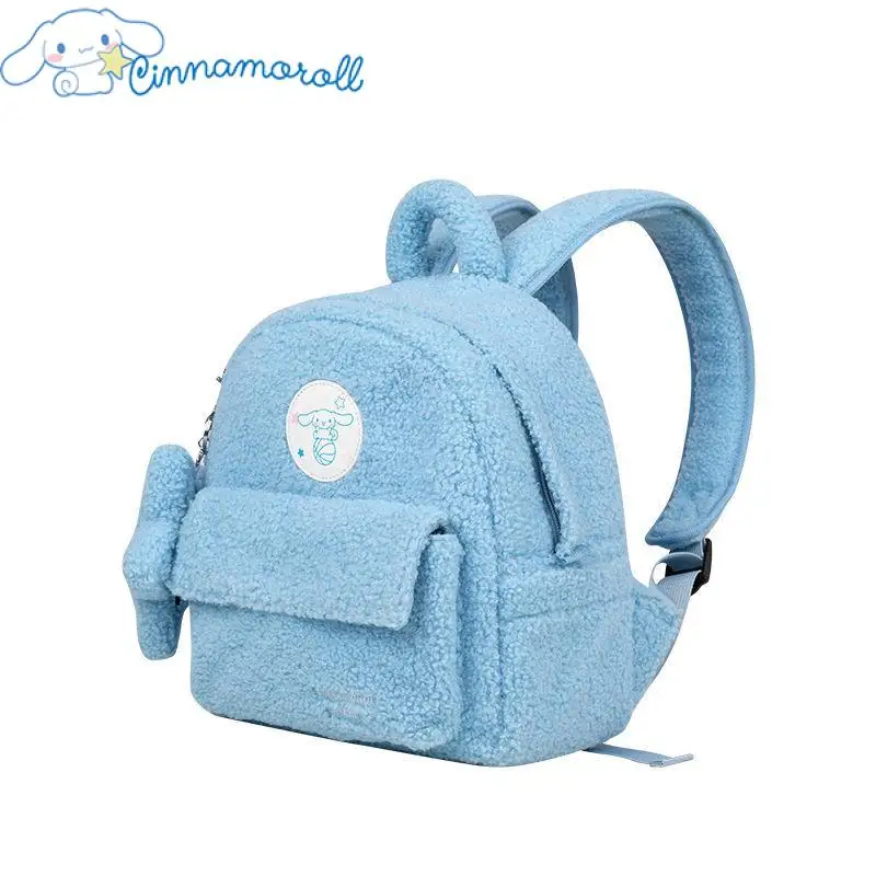 Sanrio Knapsack Cartoon Cinnamoroll Lamb Cashmere Kawaii Backpack Fashion Simple Light Blue Small Wallet Pendant High-Capacity