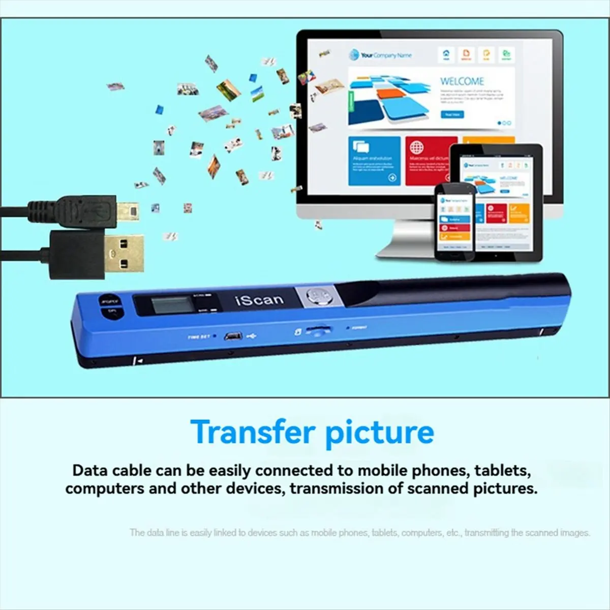 ABGN Portable Document Scanner 900DPI A4 Book and Photo Digital Scanner Instant Scanning Supports JPG/PDF Formats D