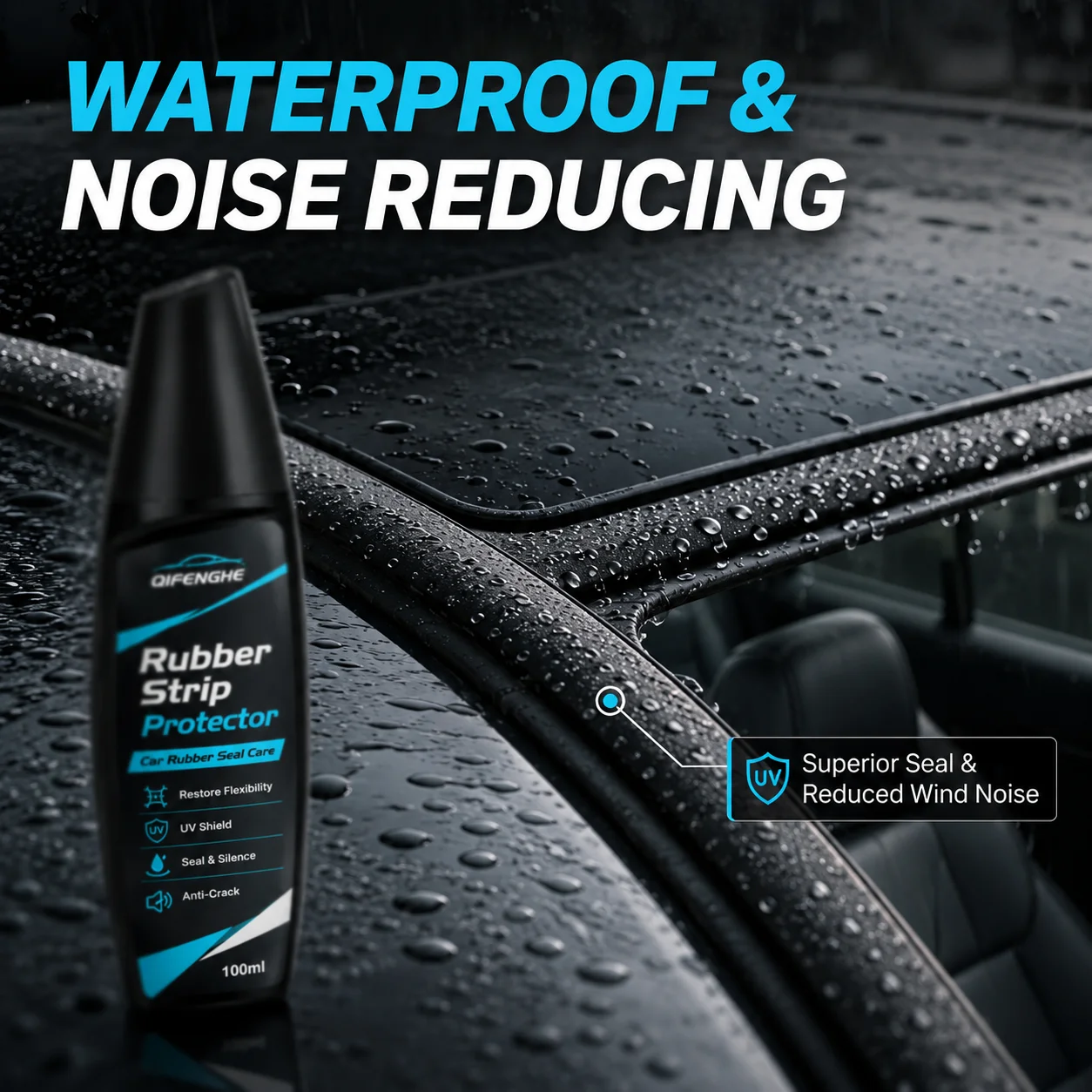 Car Rubber Seal Protector 100ml, Weather Strip Conditioner for Door Window Gasket, UV Protection Restore Elasticity Anti Crack C