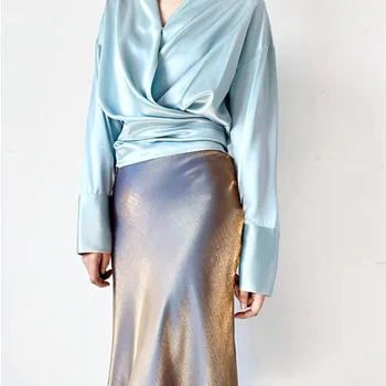 Chemisier élégant en Satin à m...