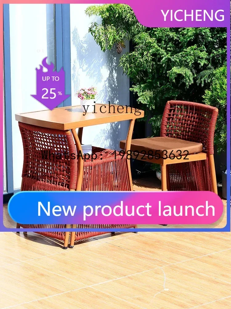 

KTZZTable Three-Piece Leisure Rattan Chair Home a Table and Two Chairs Table-Chair Set