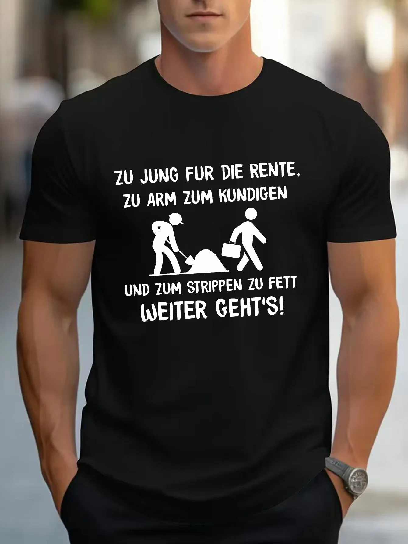 Men Cotton Tee German Worker Funny Slogan Short Sleeve Crew Neck Casual Humor Street T Shirt For Working Men Summer Daily Tops