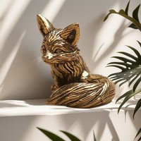 Fox Figure Home Decor Ornament Study Office Desk Tea Pet Handle Bronze Utensil Animal Little Fox Statue Home Decoration