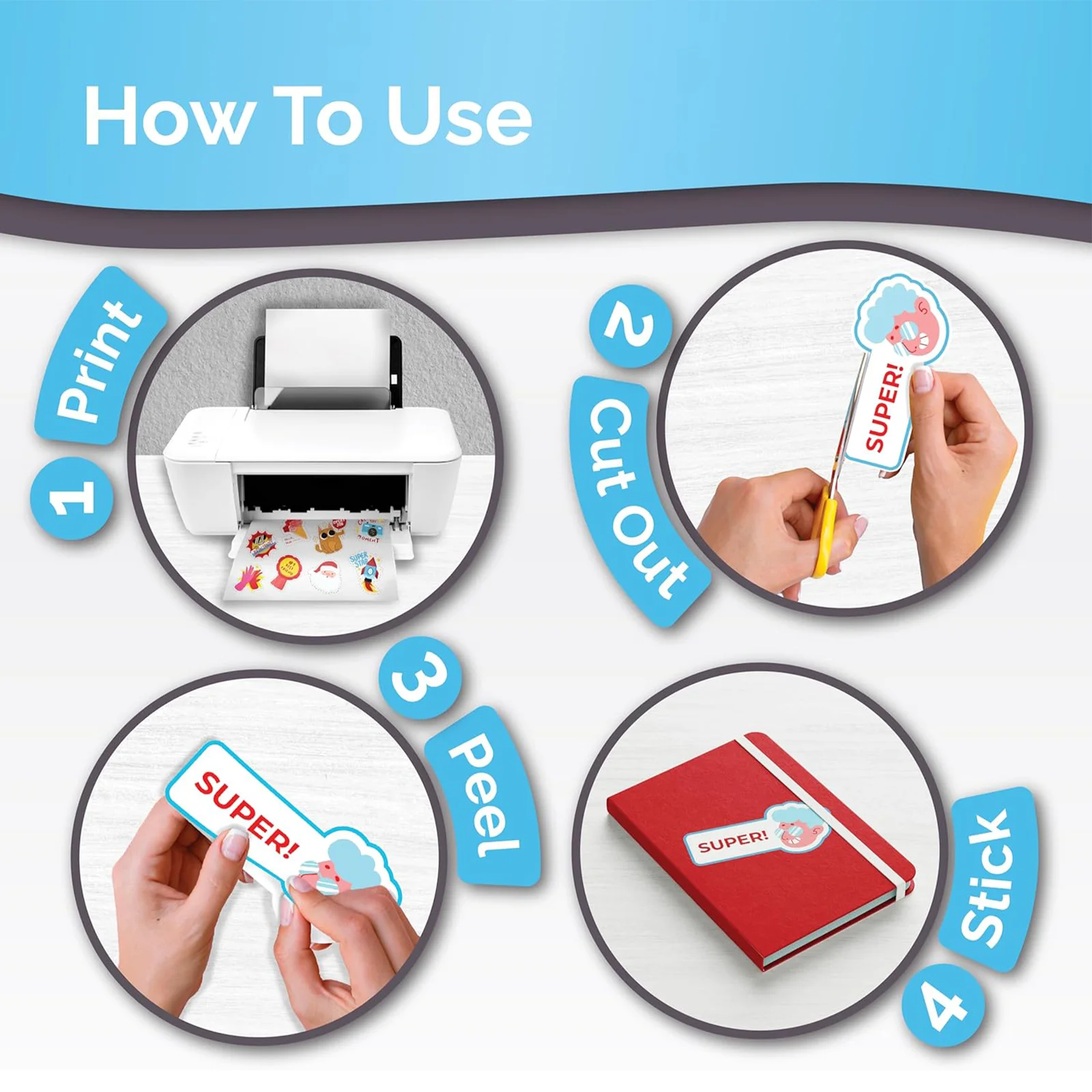 40 Sheets A4 Premium Glossy Vinyl Sticker Sheets 8.3 x 11.7 inch Self-adhesive Waterproof Label Compatible with Inkjet Printers