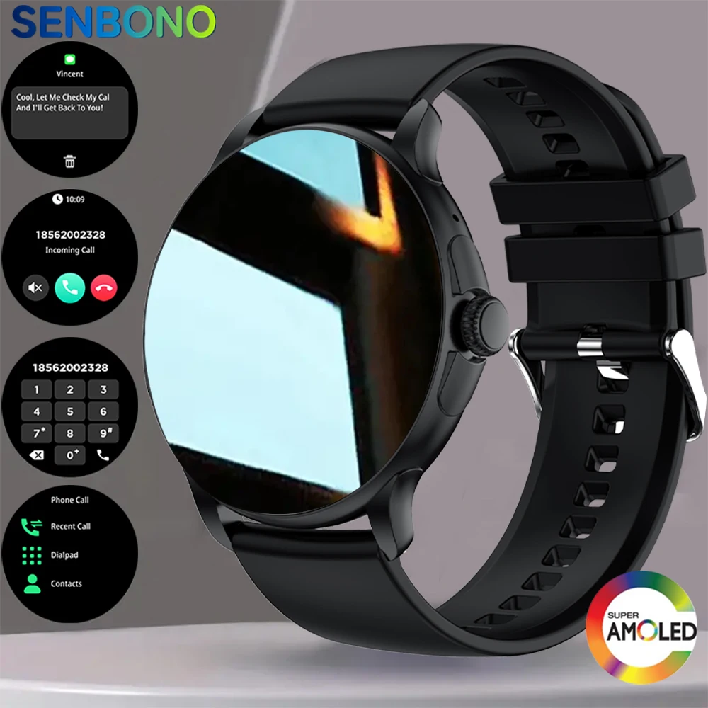 SENBONO Men's Smart Watch Bluetooth Call Always on Display 100+ Sport Modes Fitness Call Smartwatch for Men Women Android IOS