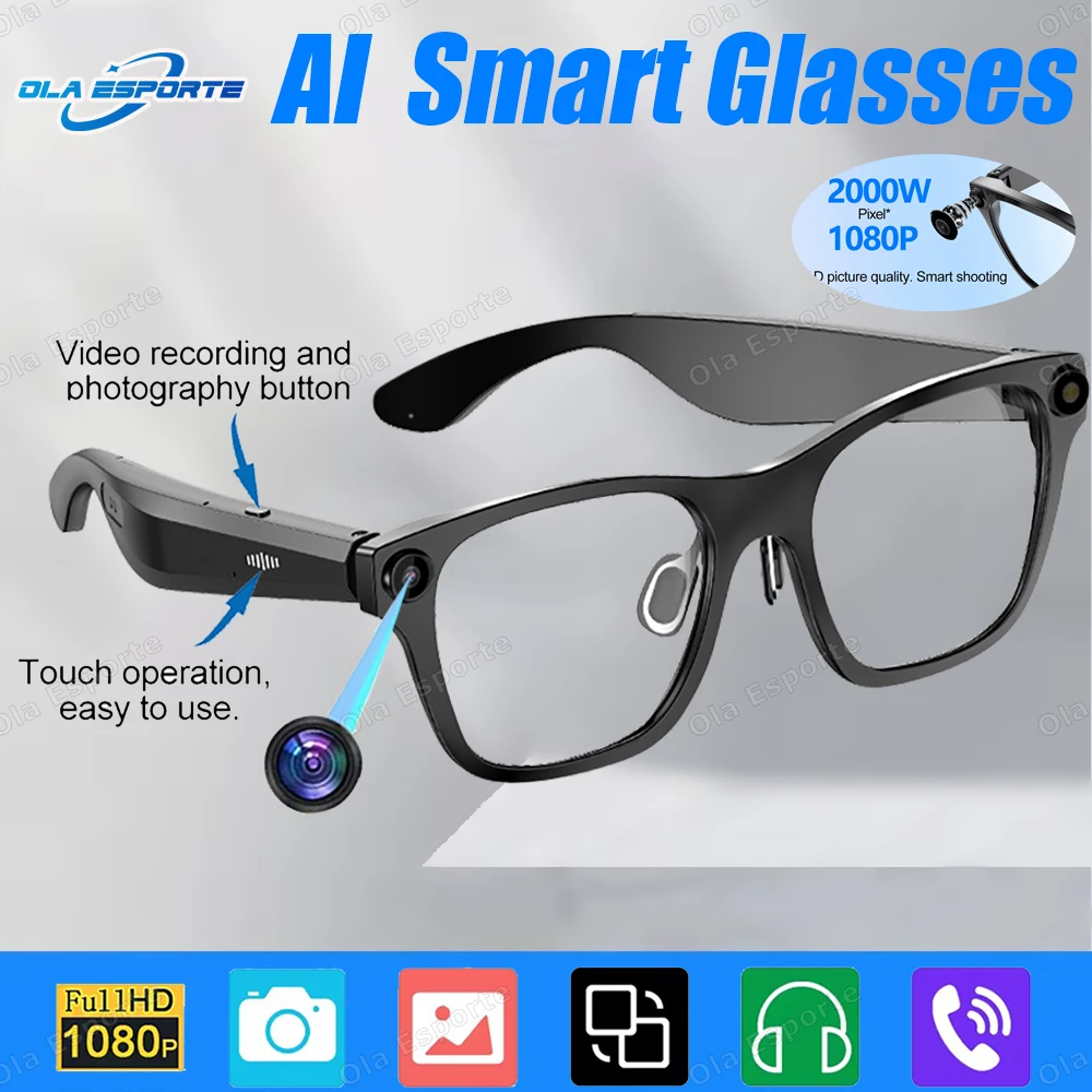 

Новые умные очки AI 2025 100MP Камера Chat GPT Touch Спортивные солнцезащитные очки Bluetooth Вызов Видео Музыкальный плеер Мужчины Женщины Для Android