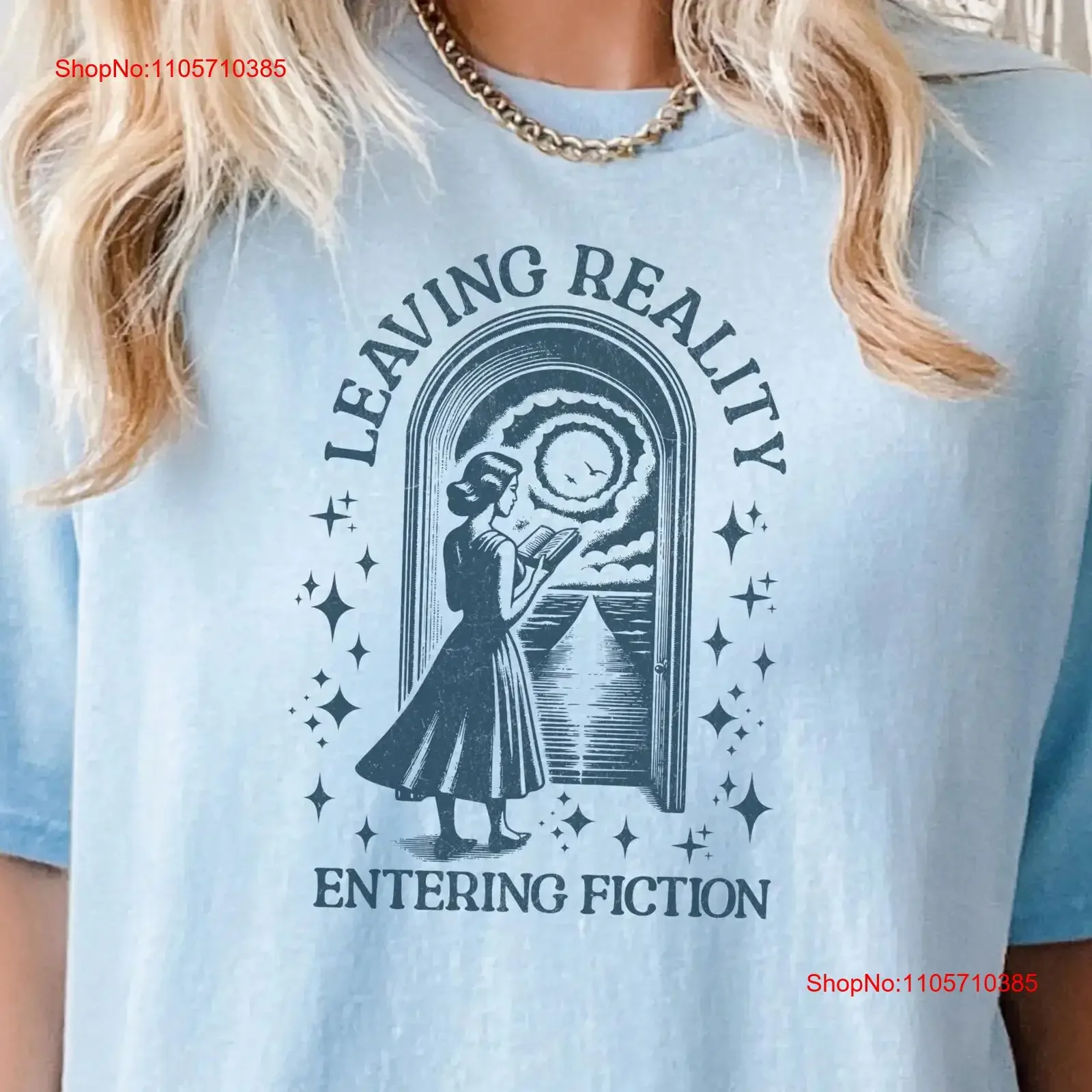 Leaving Reality Entering Fiction T Shirt Retro Bookish Vintage Funny Sarcastic Bookworm Oversized vintage Washed