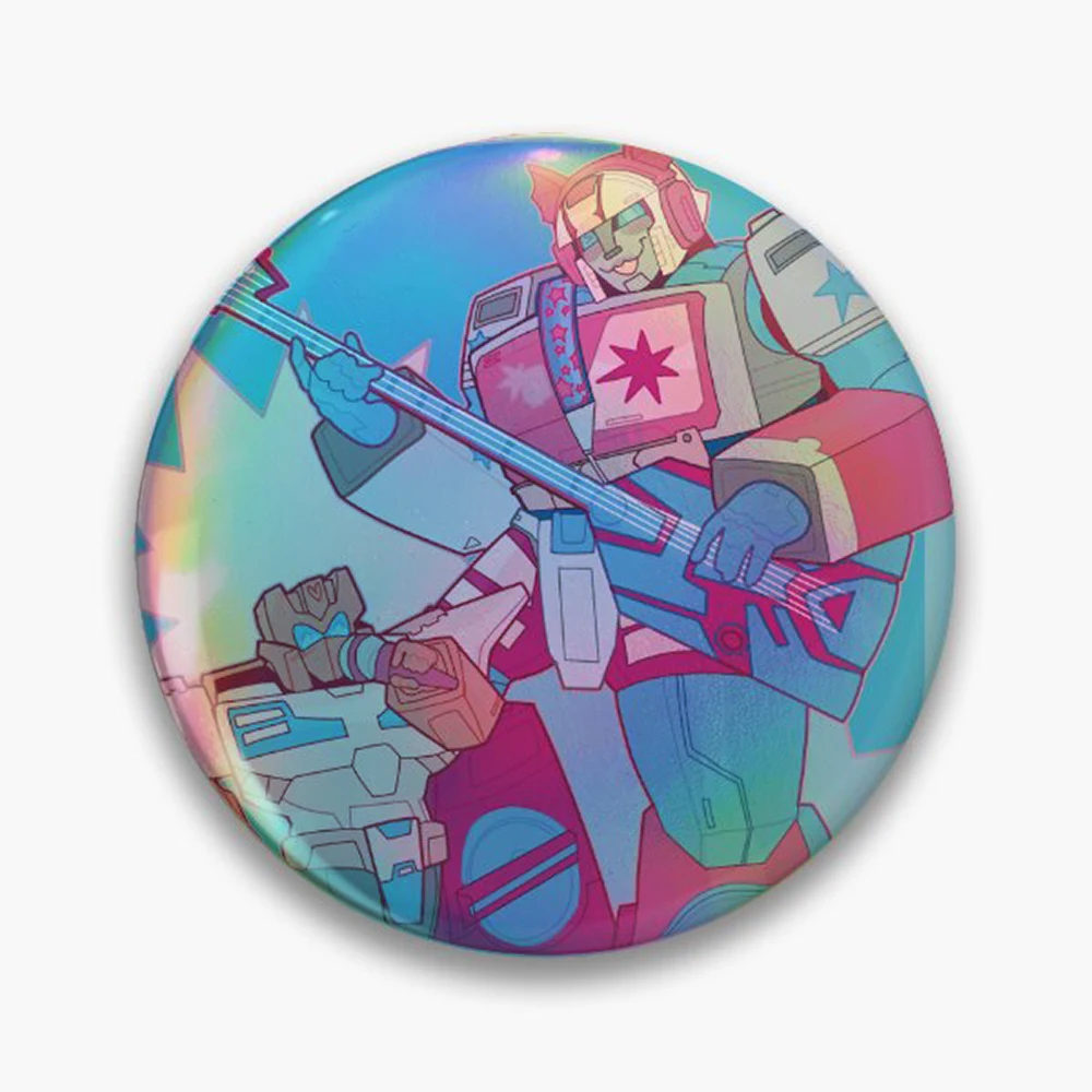 Gemtastic Blaster & Rosanna  Pin Holographic Star Heart Pin Brooches Laminated Button Fashion Accessory