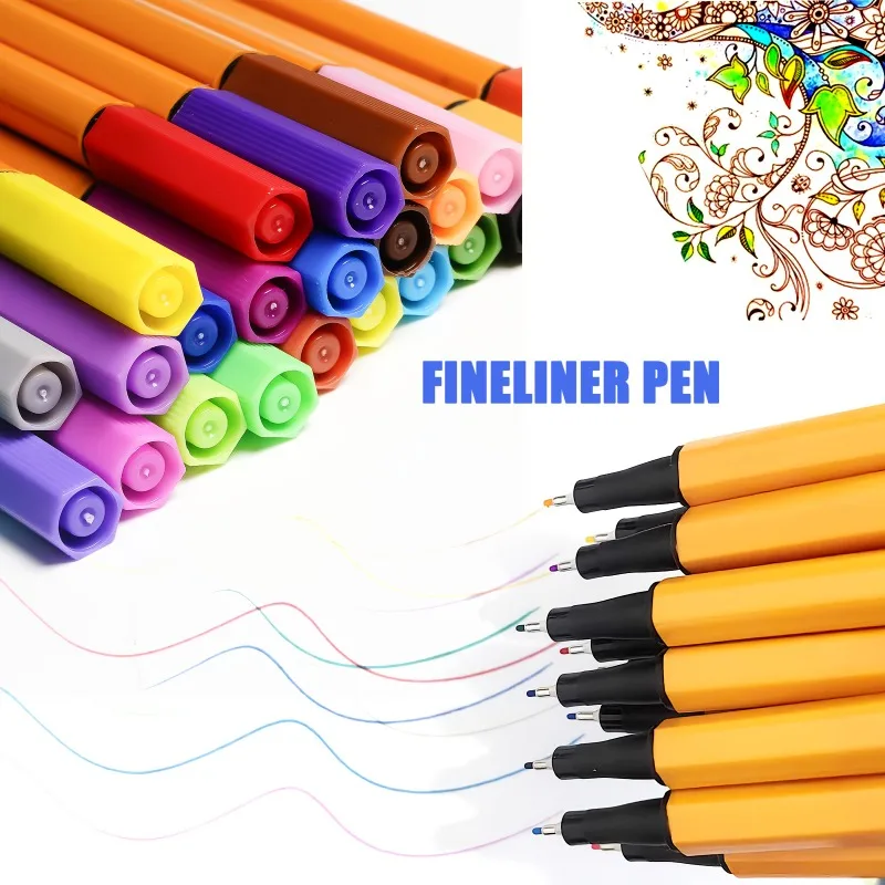 12/24本のカラフルなファインライナーペンセット、描画用防水カラーマーカー、オフィスノート、学校文具ギフト、教室マーキング