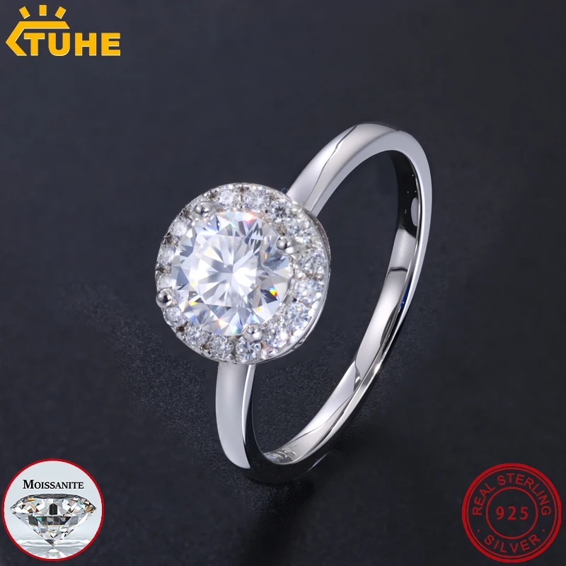 

TUHE Minimalism Classic Ring Sterling Silver Moissanite Ring Simple Design For Women Aniniversary gift With CRA Certification