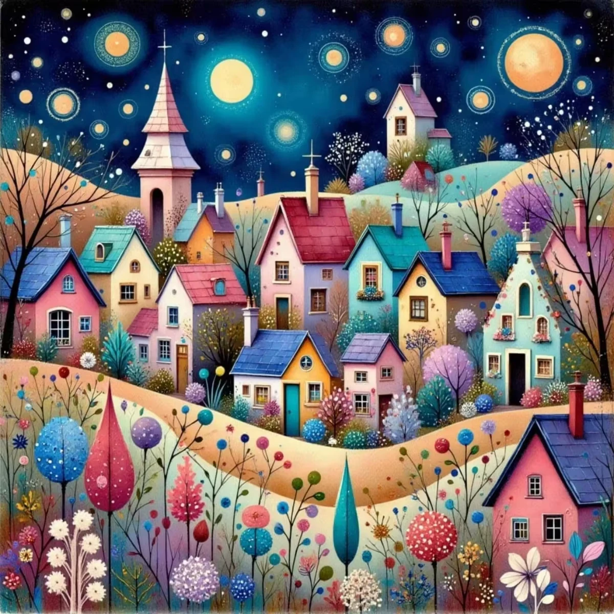 

500PCS/1024 PCS Jigsaw Puzzles Night View House Landscape Challenging Family Activity Game for Bedroom Home Decor Gift